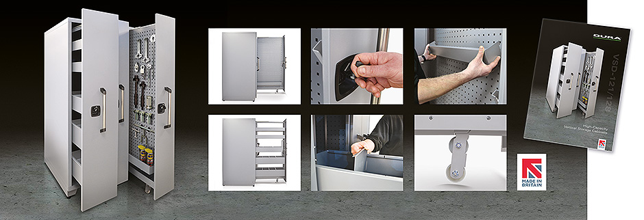 Maximum flexibility, minimal footprint with Dura's NEW Vertical Tool Storage Cabinets